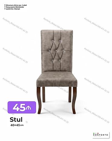 Stul – 40×45 sm - Yumşaq parça üzlüklü, bel hissəsində dekorativ