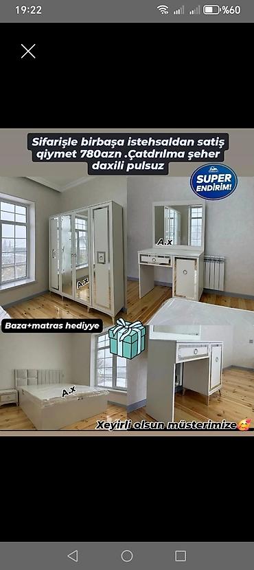 mebel yigilmasi: Yataq otağı dəsti – birbaşa istehsaldan sifarişlə. Dəst tərkibi: - 3 — 1