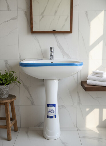 пьедесталом раковина с: Белая керамическая раковина на пьедестале, предназначенная для ванных