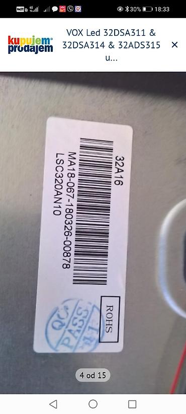 Aksesoari za TV i video: Na prodaju delovi za VOX LED televizore. **Delovi za model VOX Led — 5