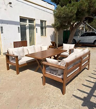hacioglu mebel fabriki: Bağ/terras üçün taxta mebel dəsti - Təbii ağacdan hazırlanmış — 2