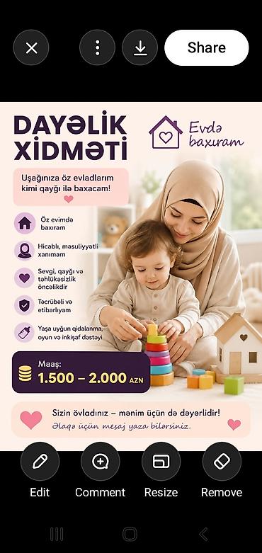 Dayə, Öz evində, 36 yaş, 1 ildən az təcrübə lalafo.az -da Dayə, Öz evində, 36 yaş, 1 ildən az təcrübə