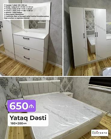 Ev və bağ: Yataq Dəsti – 160×200 sm Tərkibi: - Çarpayı: 1 ədəd, 160×200 sm - — 1