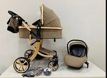 Kidilo D600 körpə arabası seti - Rəng: bej/qızılı çərçivə - 2-si