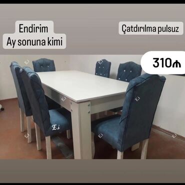 Masa və oturacaq dəstləri: Qonaq otağı üçün, Yeni, Açılan, Dördbucaq masa, 6 stul -da lalafo.az — 14 Masa və oturacaq dəstləri: Qonaq otağı üçün, Yeni, Açılan, Dördbucaq masa, 6 stul — 14