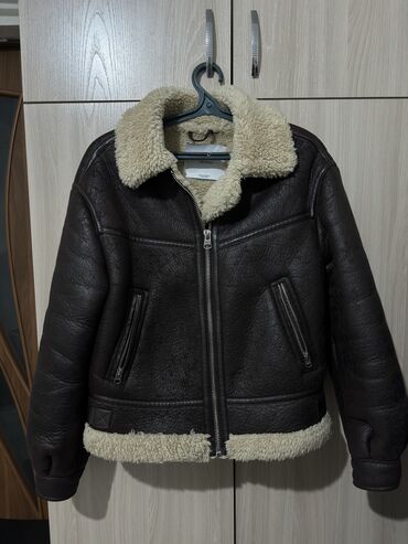 Верхняя одежда: Дубленка евро зима, овчина искусственная, коричневый цвет потертой