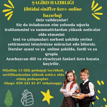 Məktəbəqədər və ibtidai sinif hazırlığı: Online dərslərə qoşulmaqla övladınız aşağıdakı bacarıqlara nail