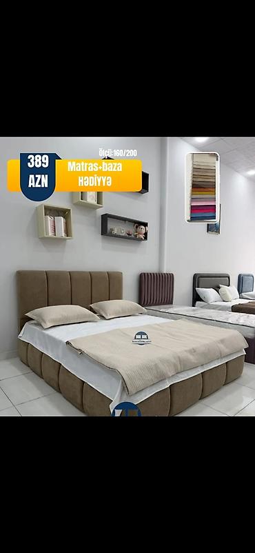 yataq iki neferlik: Yataq dəsti – ölçü: 160x200 Qiymət: 389 AZN Matras + baza hədiyyə — 1
