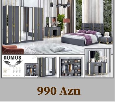 Masa və oturacaq dəstləri: 2 təknəfərlik çarpayı, Dolab, Tumba, 2 tumba, Azərbaycan, Yeni
