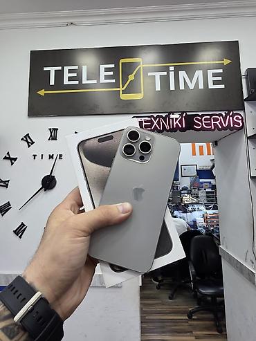 IPhone 15 Pro Max, 256 GB, Natural Titanium, Zəmanət, Simsiz şarj, Face ID