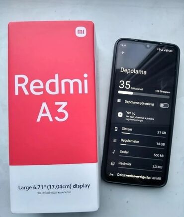 Redmi: Redmi A3, 128 GB, rəng - Qara, Barmaq izi