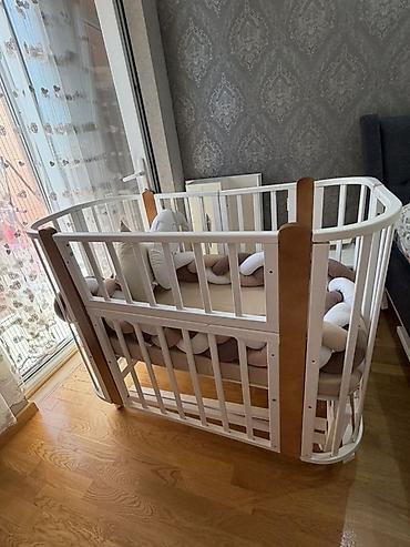 Мебель: Uşaq beşiyi – çevrilə bilən model - Material: ağ rəngdə taxta karkas — 1