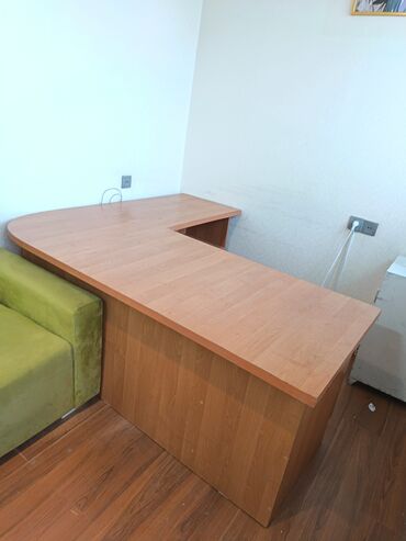 Ofis dəst mebeli: Ofis üçün L formalı iş masasının dəsti - Material: taxta/laminat — 6