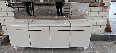 perla tv stend: Ağ rəngli dəst: TV stendi və güzgülü komod - Minimalist dizayn — 6
