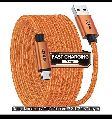 USB-A dan Type-C-yə şarj/data kabeli - Rəng: narıncı - Uzunluq: 100 lalafo.az -da USB-A dan Type-C-yə şarj/data kabeli - Rəng: narıncı - Uzunluq: 100