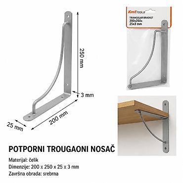 KMT Srebrna nosač 9364608 — potporni trougaoni nosač za police -