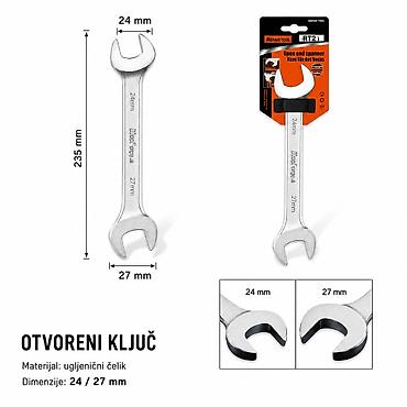 KMT Otvoreni ključ 24/27 mm Opis: - Dvostrani viljuškasti (otvoreni)