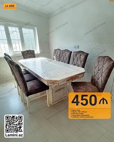 Masa dəsti - Masa ölçüsü: 100 × 200 sm - Stul sayı: 6 ədəd - Rəng