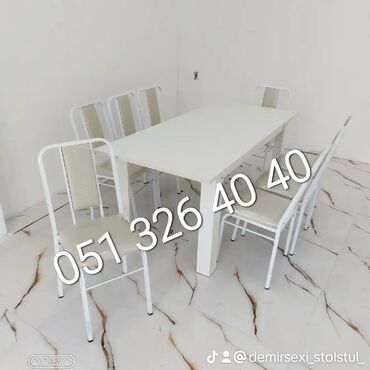 Masa və oturacaq dəstləri: Mətbəx üçün, Yeni, Açılmayan, Dördbucaq masa, 4 stul — 35
