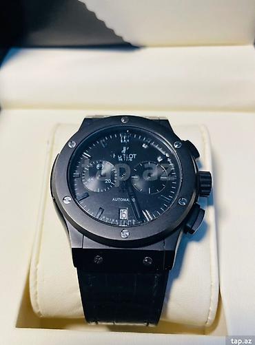 saat omega: Hublot Big Bang tərzində kişi qol saatı - Korpus: mat qara, vintli ön — 2