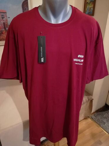 crne farmerke i crna kosulja: Short sleeves T-shirt, 6XL (EU 64), color - Burgundy, Cotton