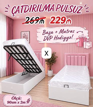 - Məhsul: Tək nəfərlik baza + matras dəsti - Ölçü: 90 sm x 2 m -