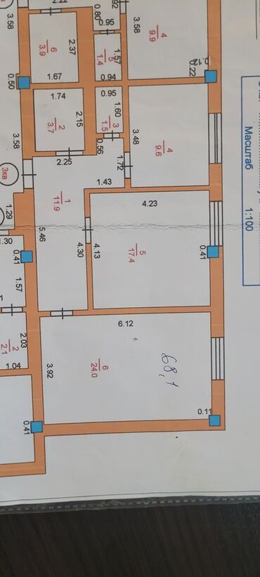 Продажа квартир: 1 этаж 68 м2 3 этажный дом рядом детсад 100 м школа 300 м