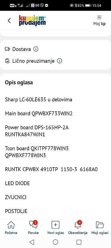 Aksesoari za TV i video: Sharp LC-60LE635 – delovi i module Dostupni originalni delovi sa — 16