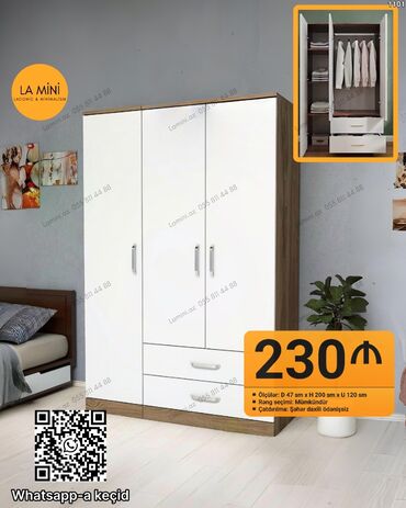 mini şkaf: Açılan, 3 qapılı Düz dolab, Qarderob, paltar dolabı