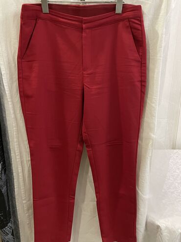 красные брюки: Классические, Зауженные, Средняя талия, Турция, Лето, XL (EU 42)