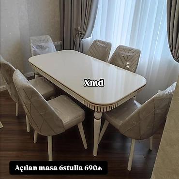 mermer stol: Mətbəx üçün, Yeni, Açılan, 6 stul — 1
