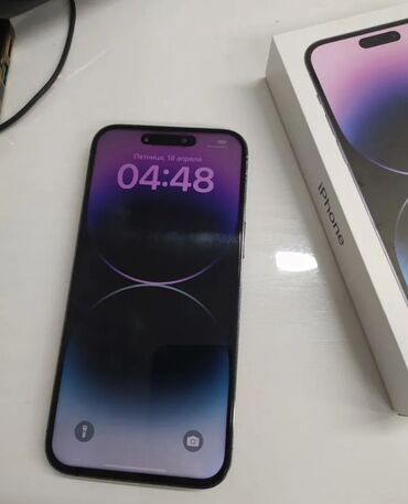 Apple iPhone: IPhone 14 Pro Max, Новый, 128 ГБ, Deep Purple, Зарядное устройство, Защитное стекло, Кабель, 100 %