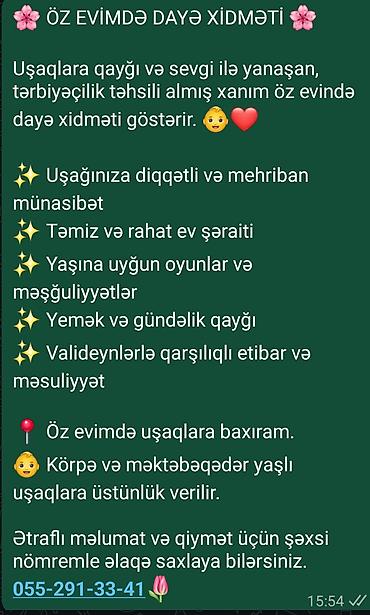 dayəlik iş elanları: Öz evimdə dayə xidməti Uşaqlara qayğı və sevgi ilə yanaşan — 1