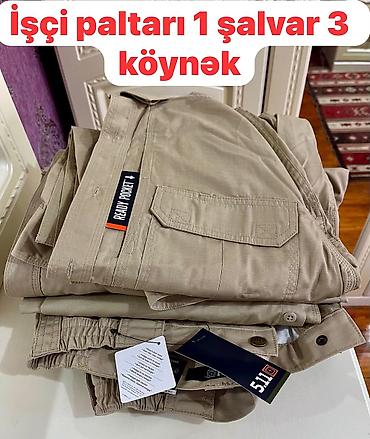 İdman dəstləri: İşçi geyim dəsti – 1 ədəd şalvar + 3 ədəd köynək - Rəng: bej/şampan — 1