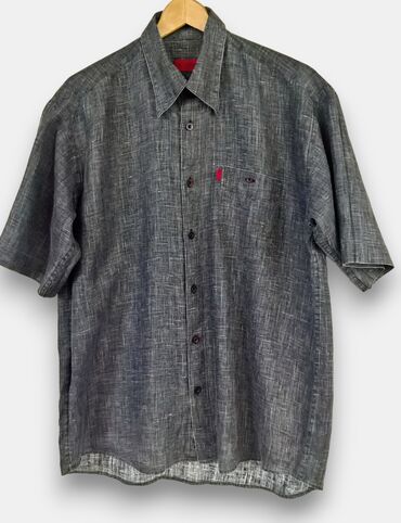 muška lanena košulja: Shirt Emporio Armani, L (EU 40), color - Grey