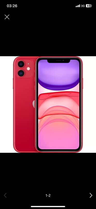 iphone телефон: IPhone 11, Колдонулган, 128 ГБ, Кызыл, Заряддоочу түзүлүш, Каптама, 79 %