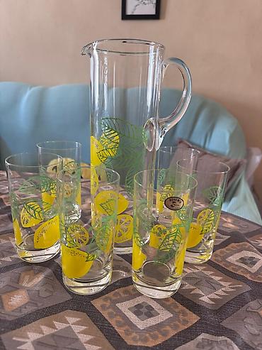 limon: Çay dəsti, rəng - Sarı, Şüşə, Bohemia, Çexiya — 1