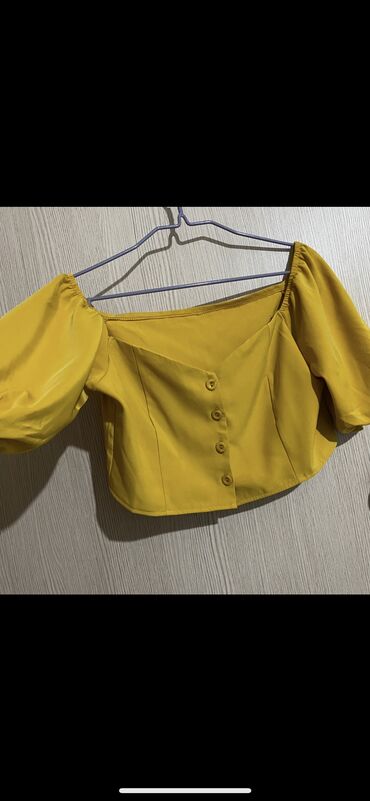 блузка с воланами: Блузка, Атлас, Solid print