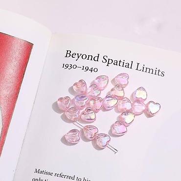 Другие товары для детей: Бусины акриловые в виде сердечка с перламутром, размер сердца 7 мм х — 3