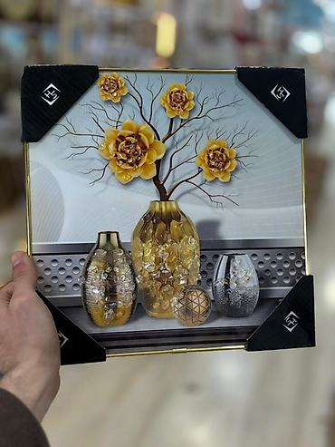 Şəkillər, tablolar: Şüşə üzərində 3D dekorlu tablo seti Divar tablosu Ölçü : 27x27 — 6