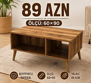 Мебель на заказ: Taxta çay/oturma otağı masası - Ölçü: 60×90 sm - Dizayn: Skandinavi — 1