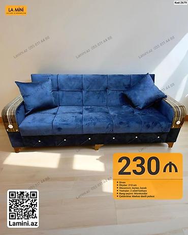 divan ortukleri: Məhsul: Divan (Kod: 2679) - Ölçü: 210 sm - Mexanizm: Açılan, bazalı — 1