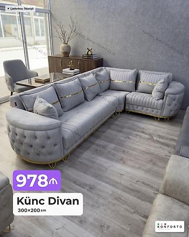 Ev və bağ: Künc Divan – 300×200 sm - Zərif dizaynlı L formalı künc divan - — 1