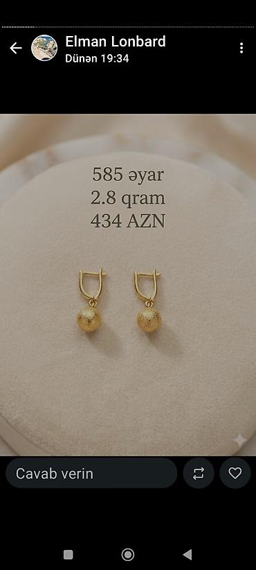 baş: Sırğa, Sarı qızıl, 585 Əyar — 4