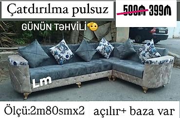 kunc divan kreditle: Künc divan – açılır mexanizmli və bazalı model. Ölçü: 2 m 80 sm x 2 — 1