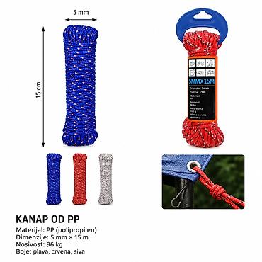 KMT Polipropilenski konopac 5 mm × 15 m Višenamenski PP kanap pogodan