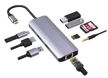 Doking stanice: Gembird Type‑C Adapter 9‑u‑1 – višenamenski USB‑C hub Ključne — 15
