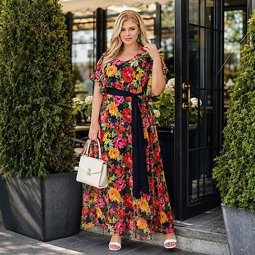 n maxi: Повседневное платье, Лето, Длинная модель, Шифон, Сарафан, XL, 2XL — 1