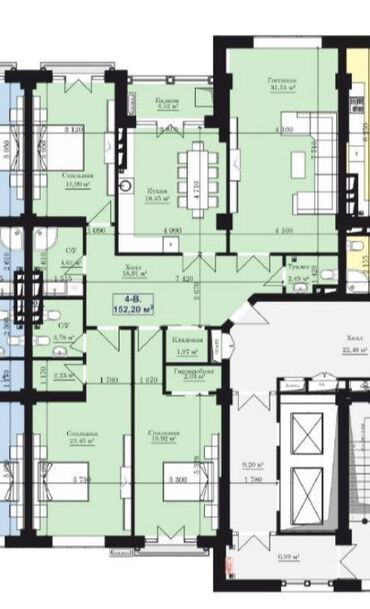 Продажа участков: 4 комнаты, 152 м², Элитка, 8 этаж, ПСО (под самоотделку)