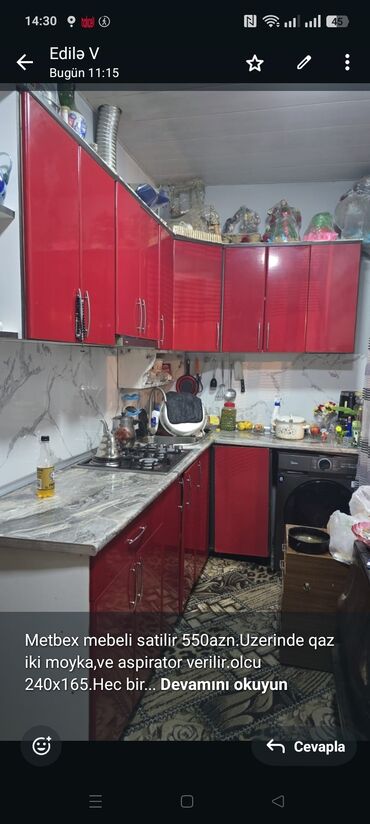 мойка для кухни: Metbex mebeli satilir 550azn.Uzerinde qaz iki moyka,ve aspirator